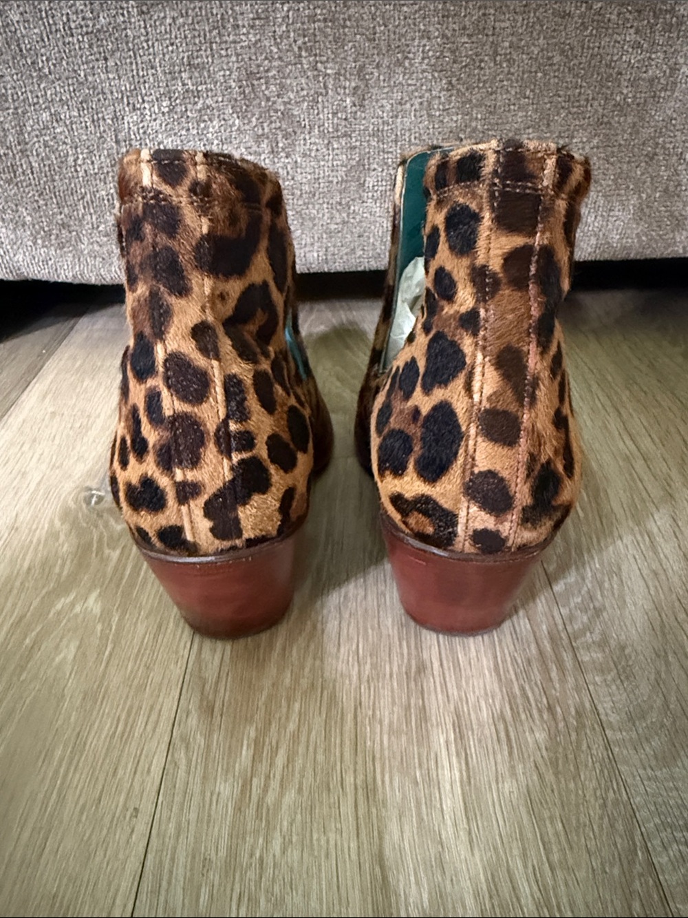 Ariat Leopard Print Ankle Booties with Turquoise Lining - Picture 2 of 8
